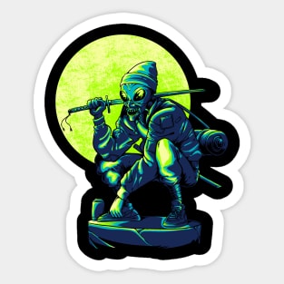 Alien ninja streetwear Sticker